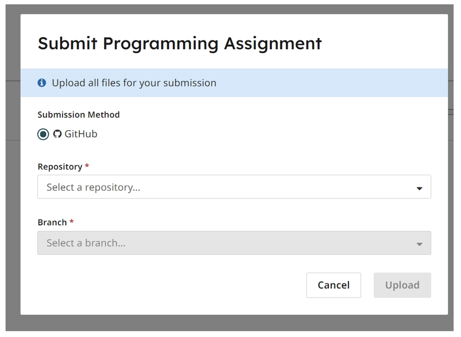 Screen shot of submitting HW from GitHub to Gradescope.